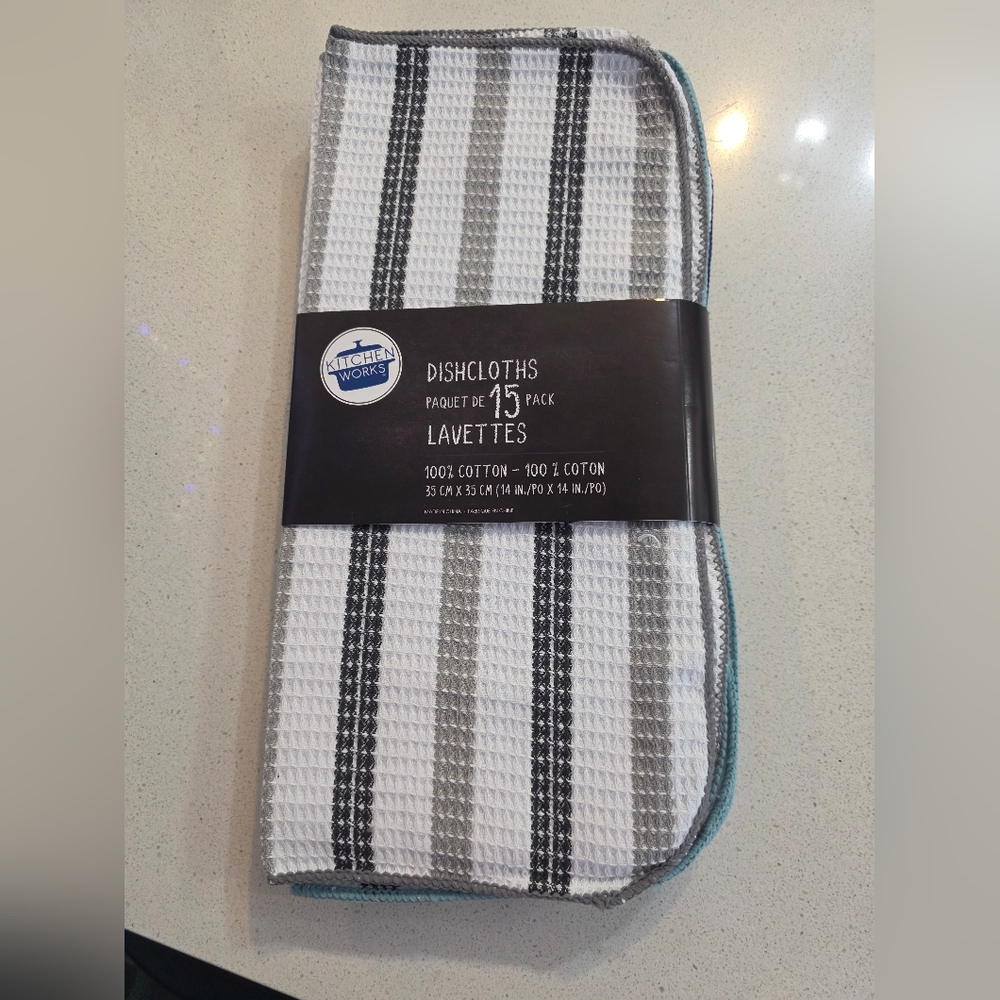 Mainstays Striped Dishcloths Set in White and Black